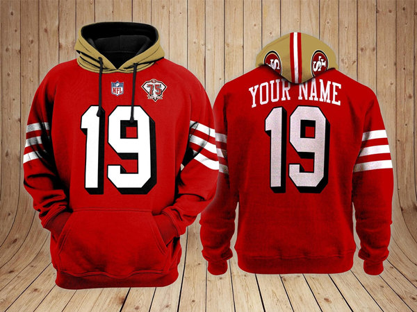 Men's Red San Francisco 49ers ACTIVE PLAYER Custom Performance Pullover Hoodie